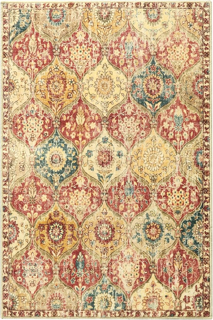 Lahome Moroccan Trellis Washable Rug, 2x3 Bathroom Rugs