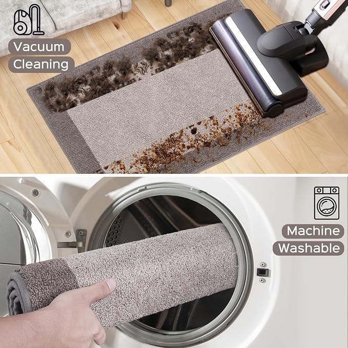 Machine Washable Kitchen Rugs Set of 2, Non Slip Kitchen Mats
