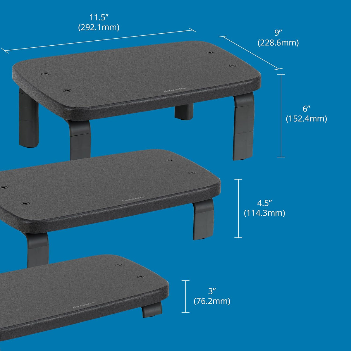 Kensington SmartFit Adjustable Monitor Stand Riser K52785WW, Black