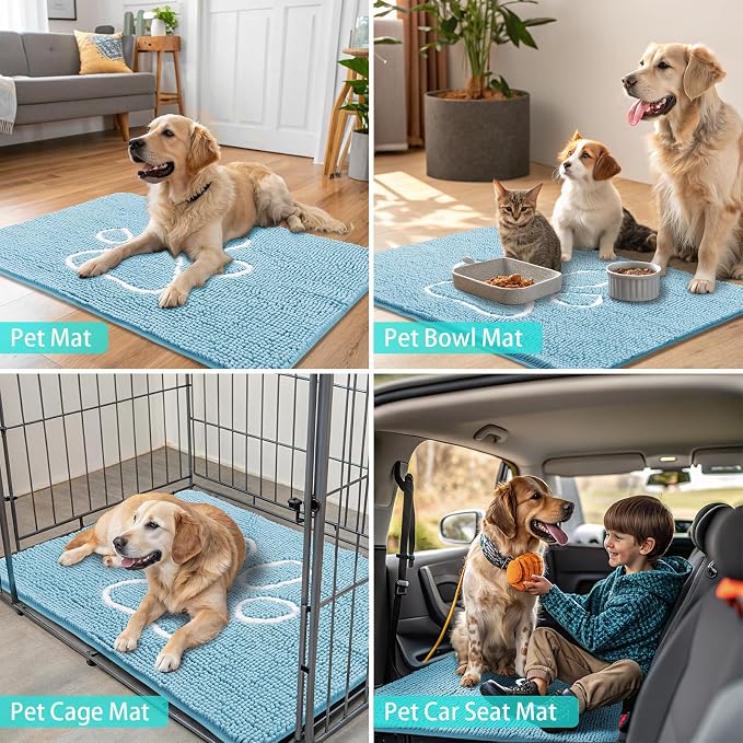Smiry Dog Door Mat for Muddy Paws, Absorbent Dirt Trapper Non Slip Quick Dry