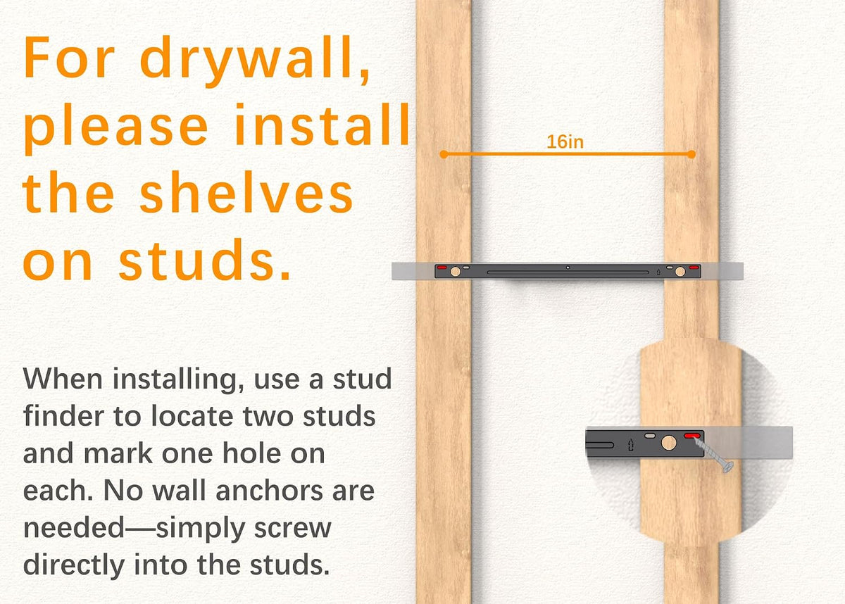 BAYKA Grey Floating Shelves 22.5in, Set of 3, Wall Mount Rustic Wood Shelf