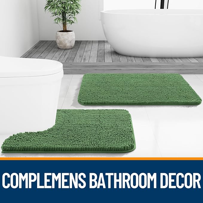 OLANLY Toilet Rugs U-Shaped 20x20, Extra Soft Absorbent Chenille Contour