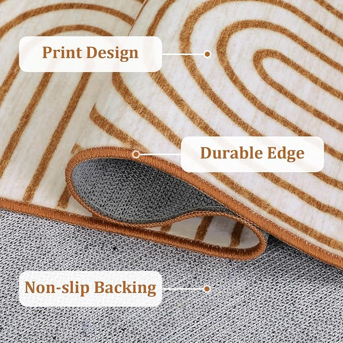 Washable Rug 2x3 Area Rugs for Entryway, Abstract Rug for Bedroom, Soft Rainbow