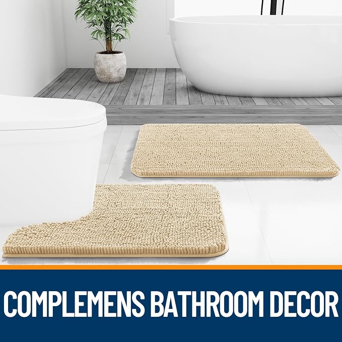 OLANLY Bathroom Rugs 30x20, Extra Soft Absorbent Chenille Bath Rugs, Rubber