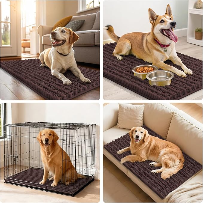 Smiry Dog Door Mat for Muddy Paws 44x24, Absorbent Dirt Trapper, Non-Slip