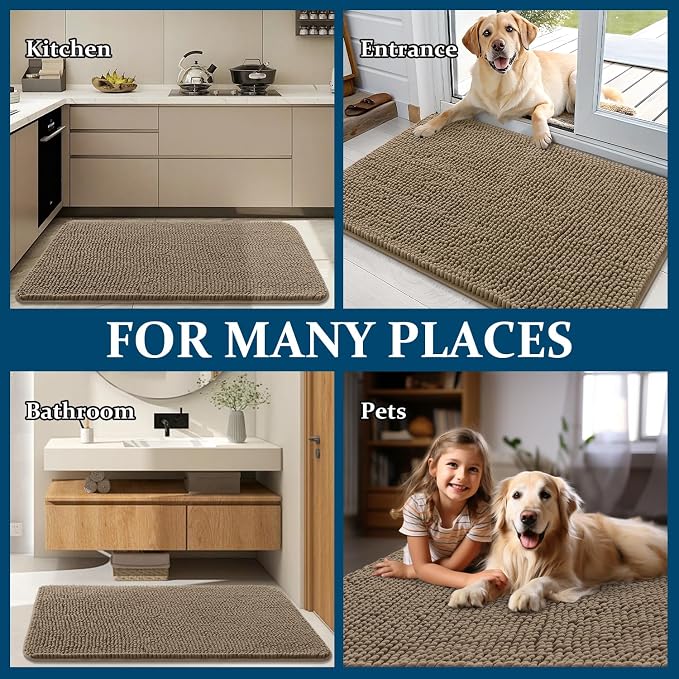 OLANLY Dog Door Mat for Muddy Paws 47x20, Absorbs Moisture and Dirt, Absorbent