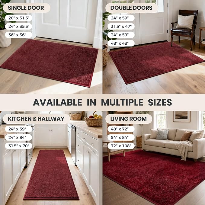 PURRUGS Dirt Trapping Door Mat 34" x 59", Non-Slip Machine Washable Entryway Rug