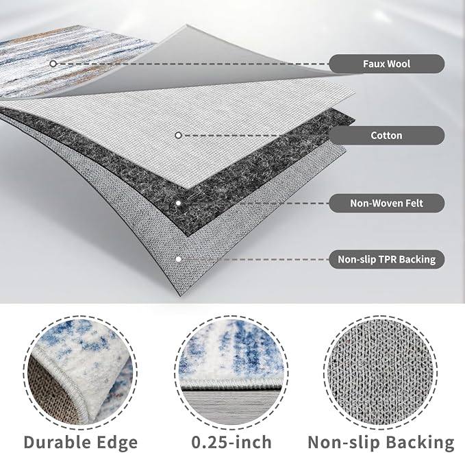 2'6''x10' Washable Runner Rugs for Hallway: Easy-to-Clean Abstract Runners for