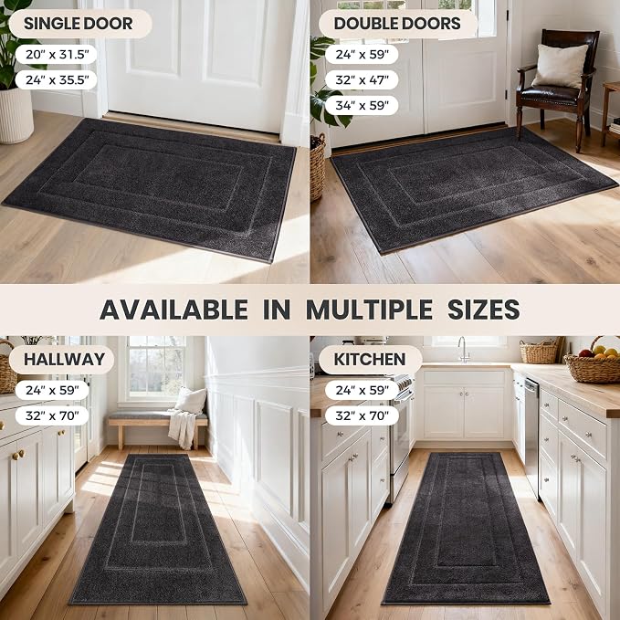PURRUGS Dirt Trapping Door Mat 24" x 35.5", Non-Slip/Skid Machine Washable
