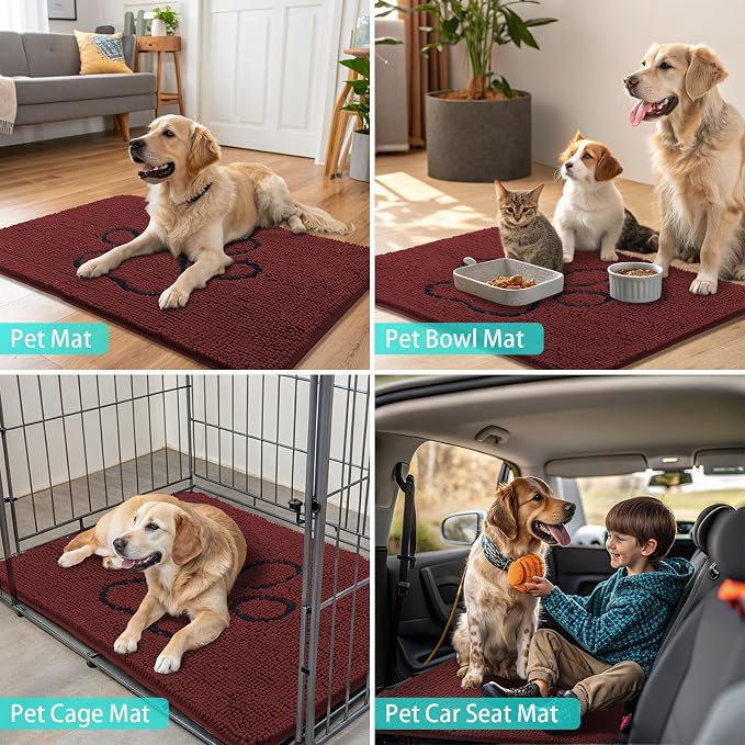 Smiry Dog Door Mat for Muddy Paws, Absorbent Dirt Trapper Non Slip Quick Dry