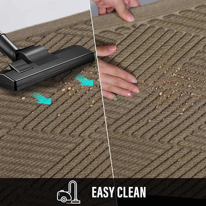 HIYARD Sturdy Front Door Mat, Absorbent Muddy Dirt Resist Welcome Door Mats