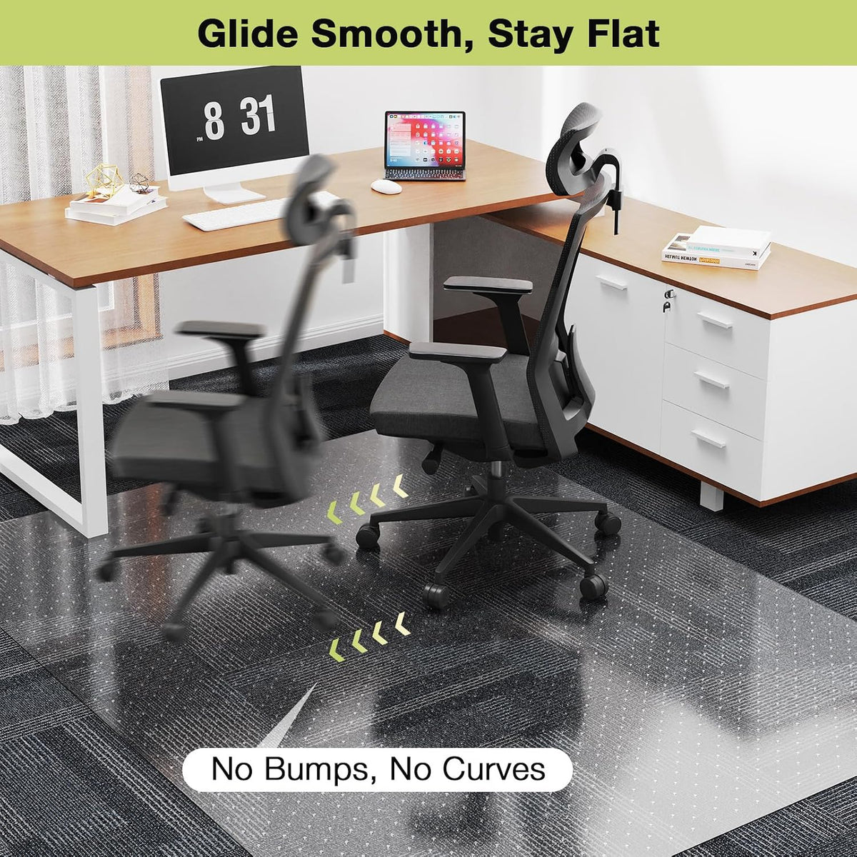 【Shipped Flat】1 Pack 32" x 48"Heavy Duty Clear Office Chair Mat for Thick Carpet, Durable Plastic Under-Desk Carpet Protector,Chair Mat for Rolling Desk Chairs for Home and Office Workspace Protection