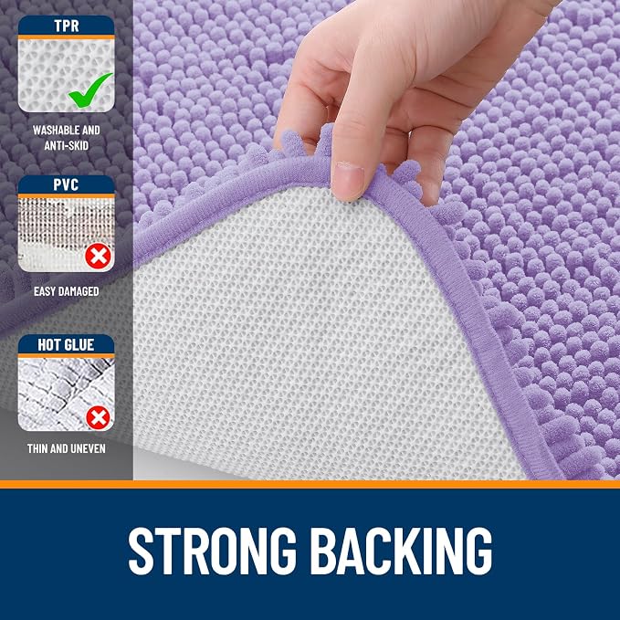 OLANLY Toilet Rugs U-Shaped 24x24, Extra Soft Absorbent Chenille Contour