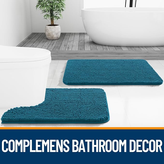 OLANLY Bathroom Runner Rugs 59x20, Soft Absorbent Chenille Bath Rugs, Rubber