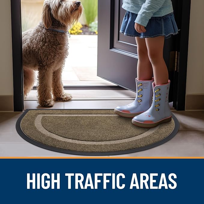 OLANLY Half Circle Door Mat Indoor Outdoor Entrance Welcome, Waterproof