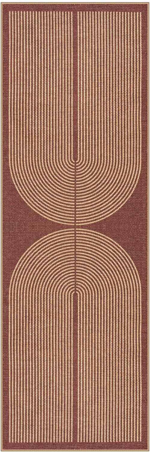Lahome Enfys Modern Rainbow Easy Jute 2x6 Runner Rug, Farmhouse Stain Resistant