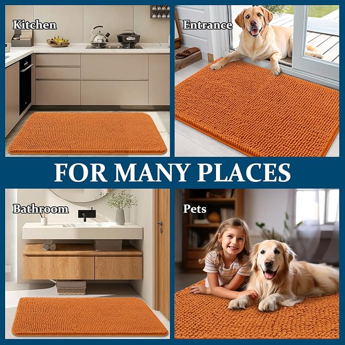 OLANLY Dog Door Mat for Muddy Paws 48x30, Absorbs Moisture and Dirt, Absorbent