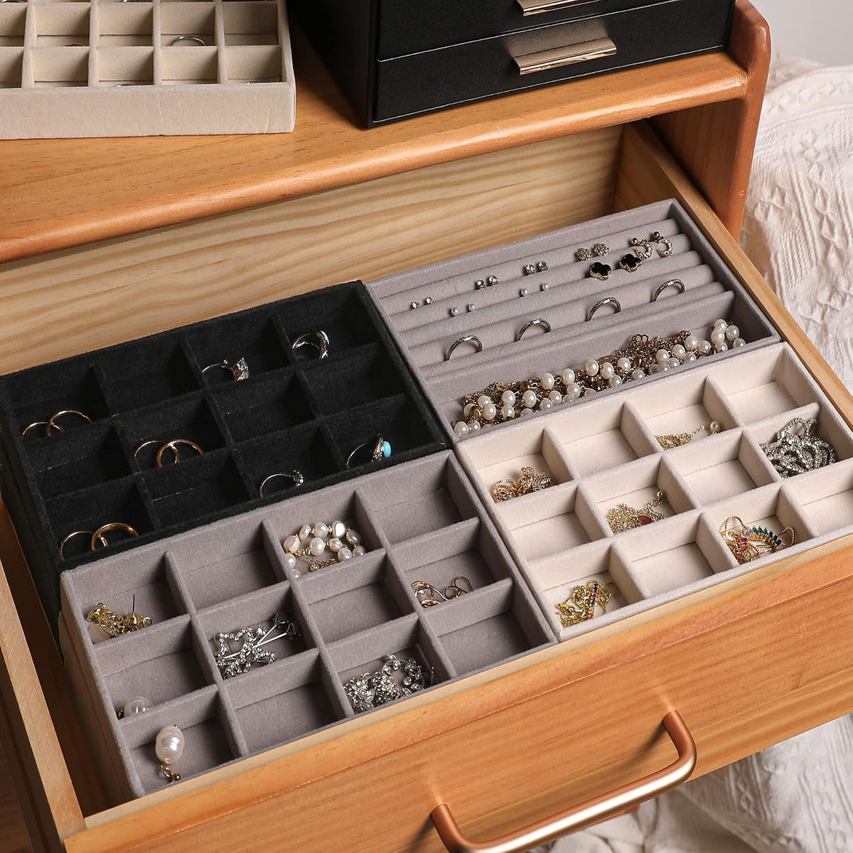 Frebeauty Jewelry Trays for Drawer,Set of 9 Jewelry Organizer and Storage