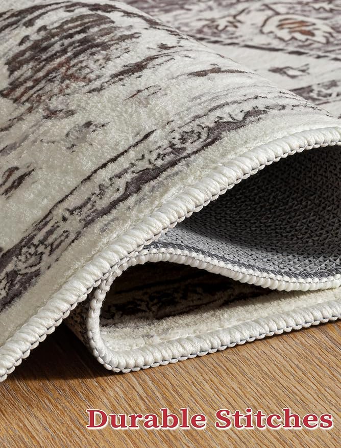 SERISSA Boho Washable Runner Rug, 2x6 Rug Non-Slip Vintage Earth Tone Hallway