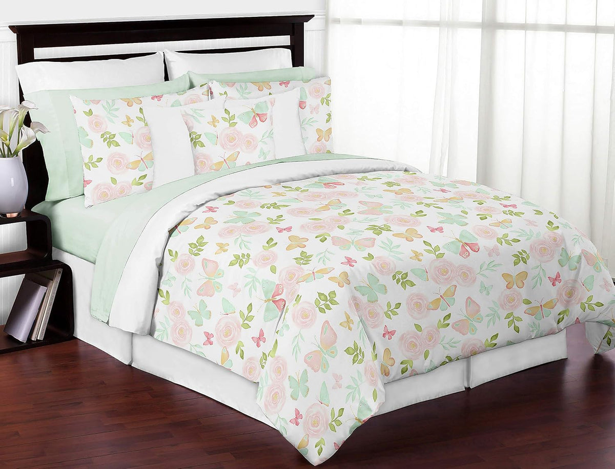 Sweet Jojo Designs Blush Pink, Mint and White Watercolor Rose Fabric Memory Memo Photo Bulletin Board for Butterfly Floral Collection