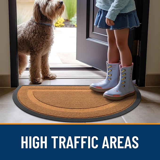 OLANLY Half Circle Door Mat Indoor Outdoor Entrance Welcome, Waterproof
