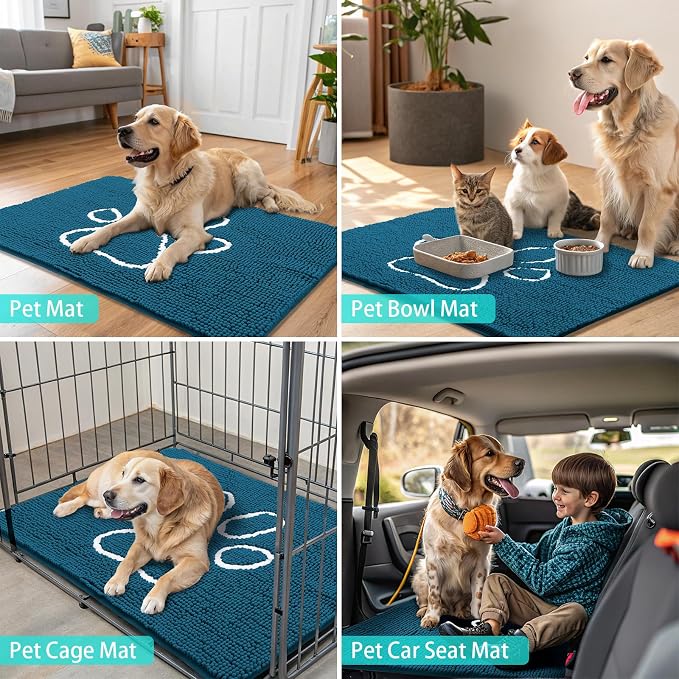Smiry Dog Door Mat for Muddy Paws, Absorbent Dirt Trapper Non Slip Quick Dry