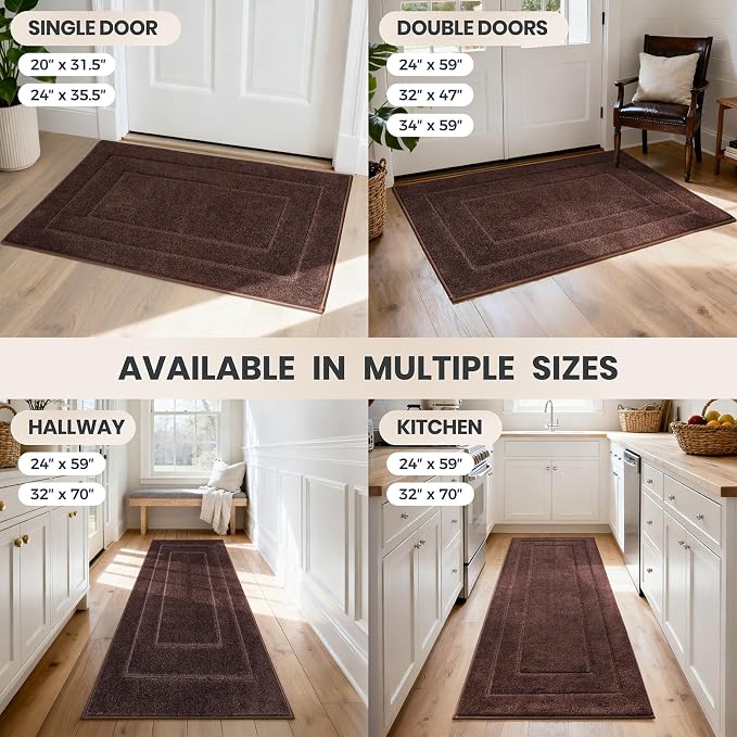 PURRUGS Dirt Trapping Door Mat 32" x 70", Non-Slip/Skid Machine Washable