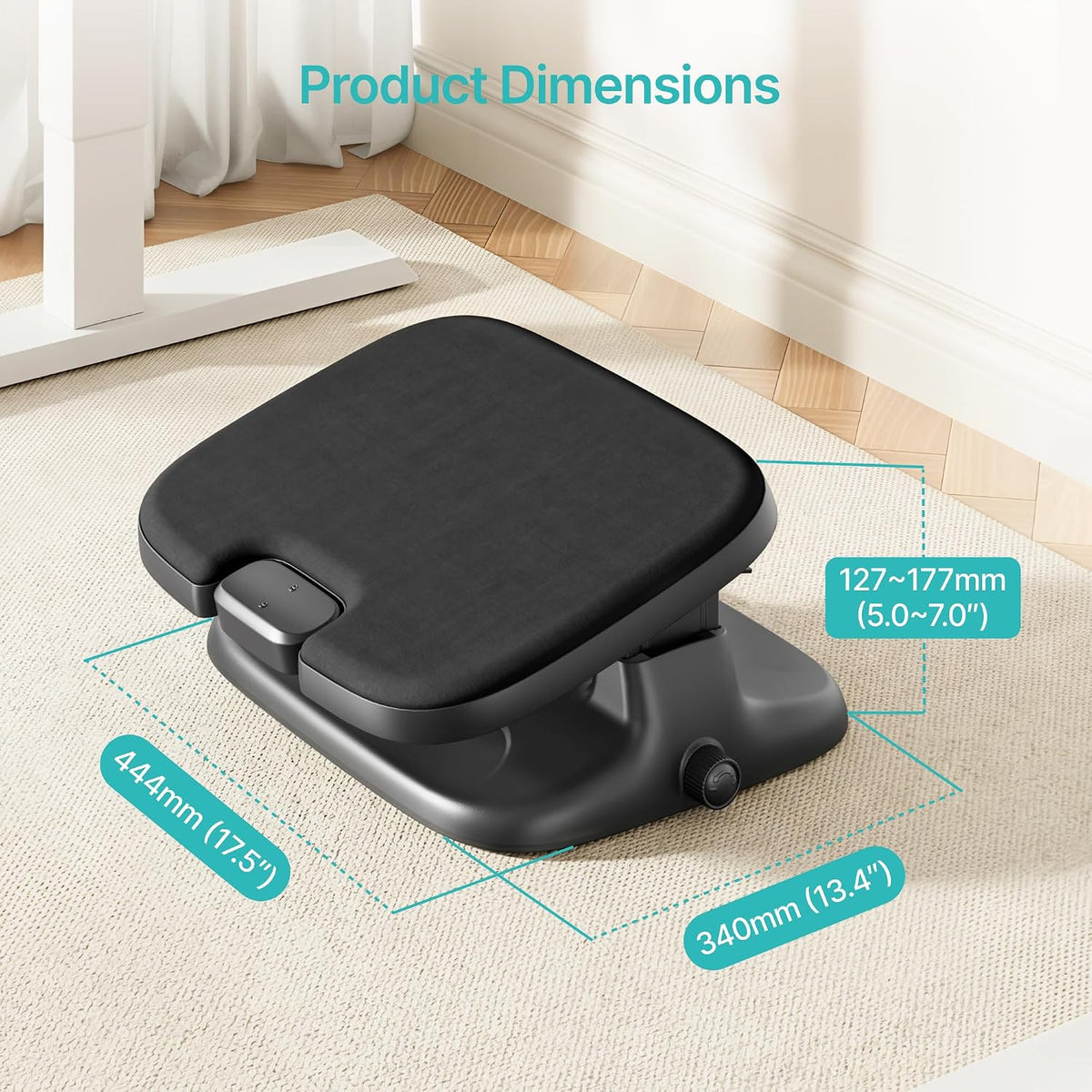 PEGZONE Footrest Under Desk with Memory Foam, Ergonomic Stepless Adjustable