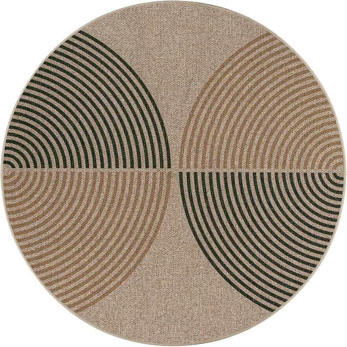 Lahome Enfys Modern Rainbow Round Entryway Rug 4ft, Circle Easy Jute Rug