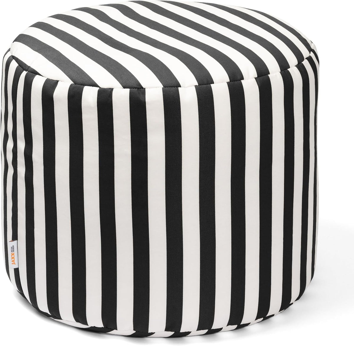 Jaxx Spring Indoor/Outdoor Bean Bag Pouf Ottoman, Black & White Stripes