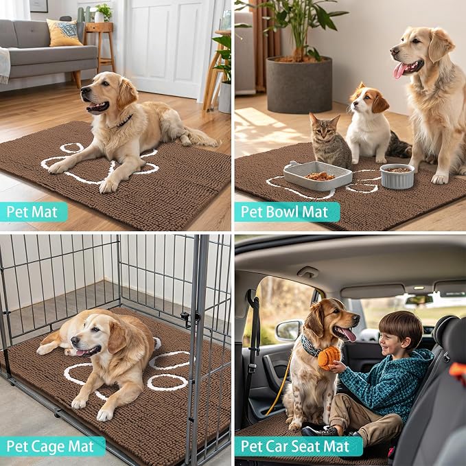 Smiry Dog Door Mat for Muddy Paws, Absorbent Dirt Trapper Non Slip Quick Dry