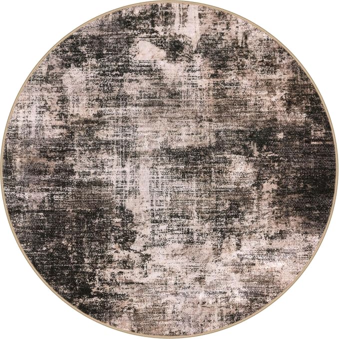 IOHOUZE Abstract Round Area Rug 6 Ft Washable Circle Rugs Large Round Rug Non