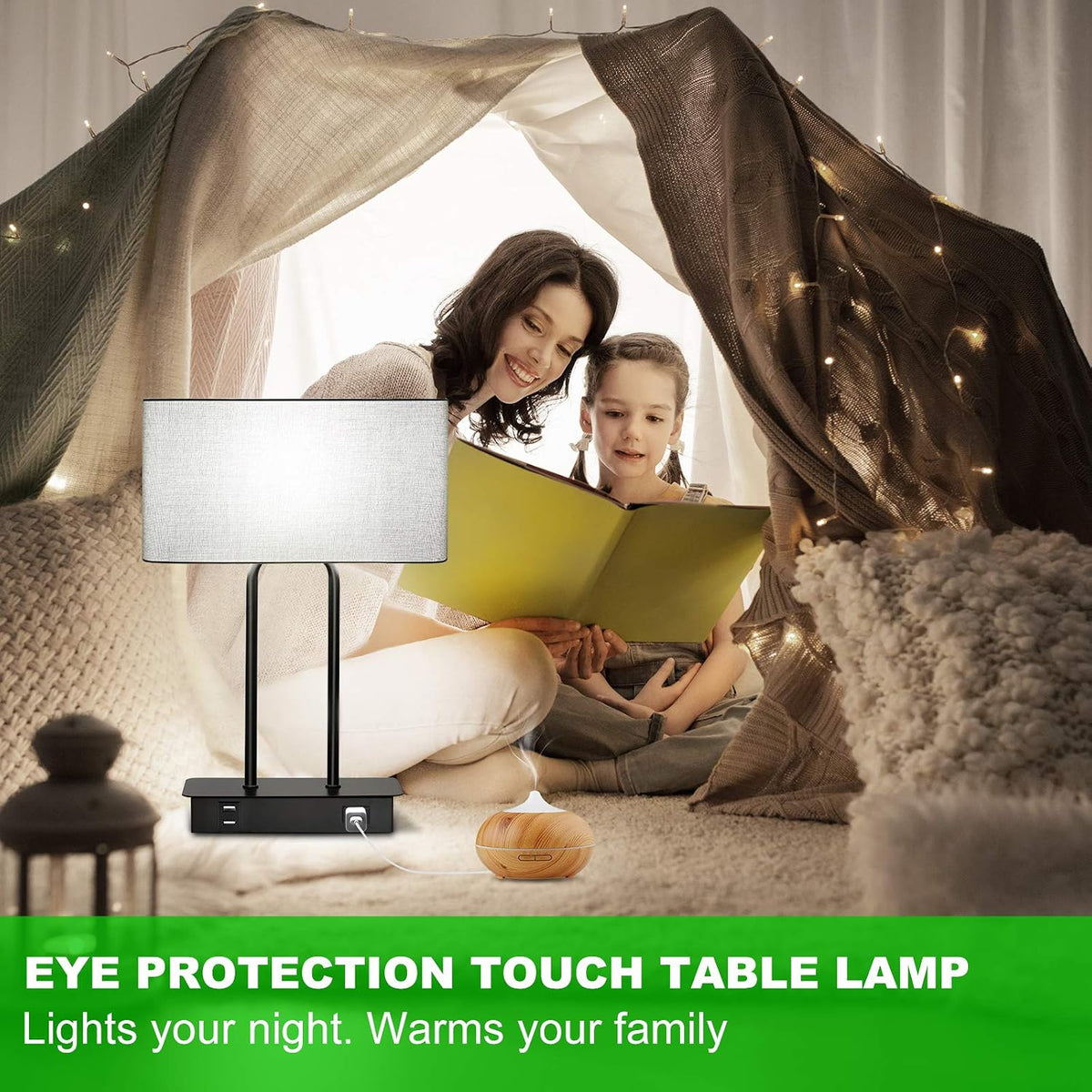 Lakumu Bedside Touch Control Table Lamps, 3 Way Dimmable Nightstand Lamp