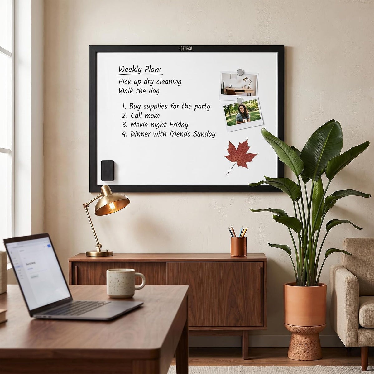 Gideal Magnetic Dry Erase Board with Pine Wood Frame, 24" x 18" Whiteboard