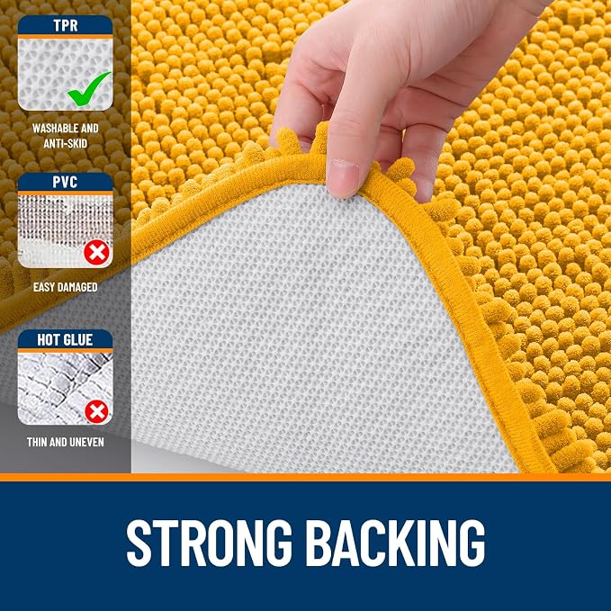 OLANLY Bathroom Rugs 34x21, Extra Soft Absorbent Chenille Bath Rugs, Rubber