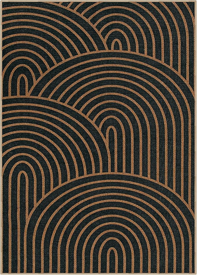 Lahome Modern Rainbow Easy Jute Carpet, Washable 5x7 Area Rugs