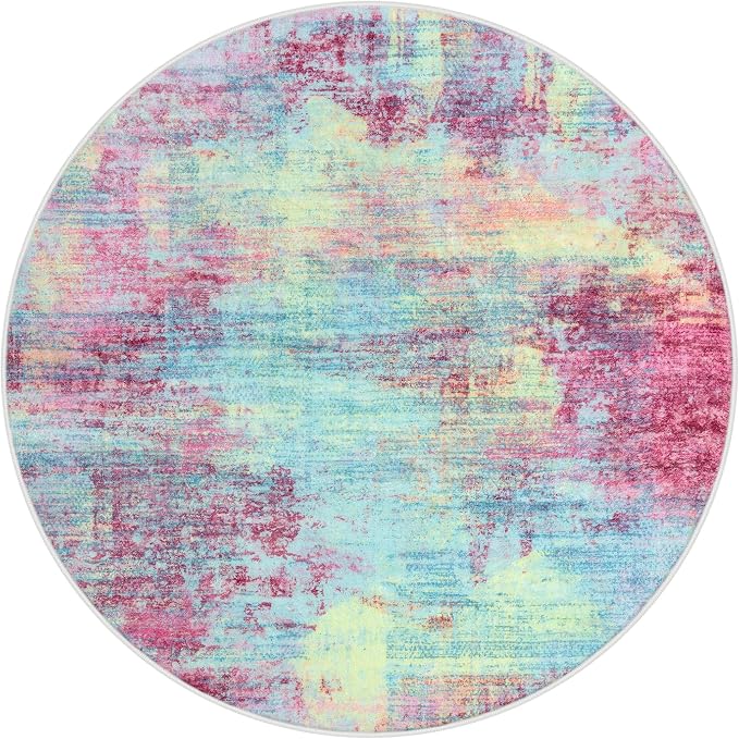 IOHOUZE Round Area Rug 5 Ft Circle Entryway Rugs Round Washable Door Mat Indoor