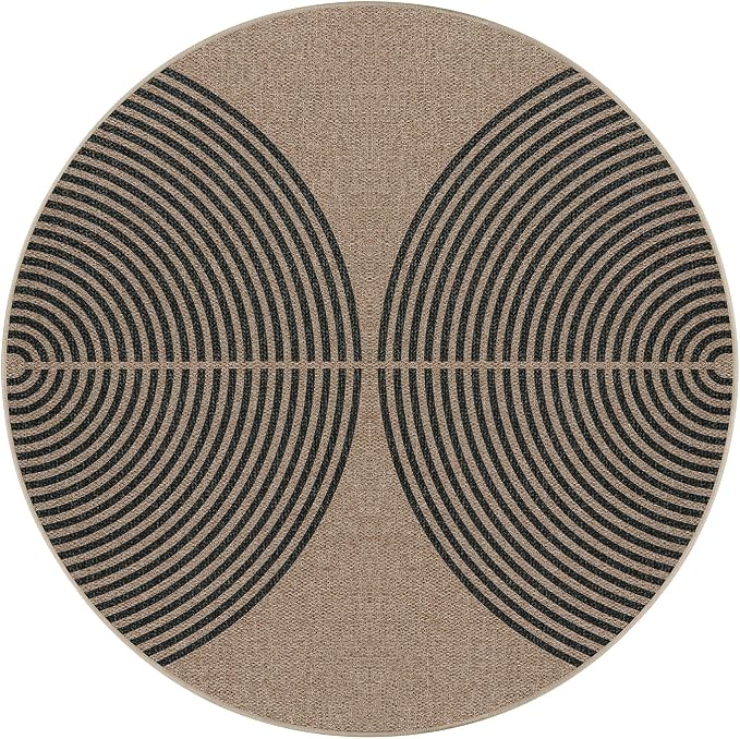 Lahome Modern Rainbow Round Rug 4ft, Washable Outdoor Rugs