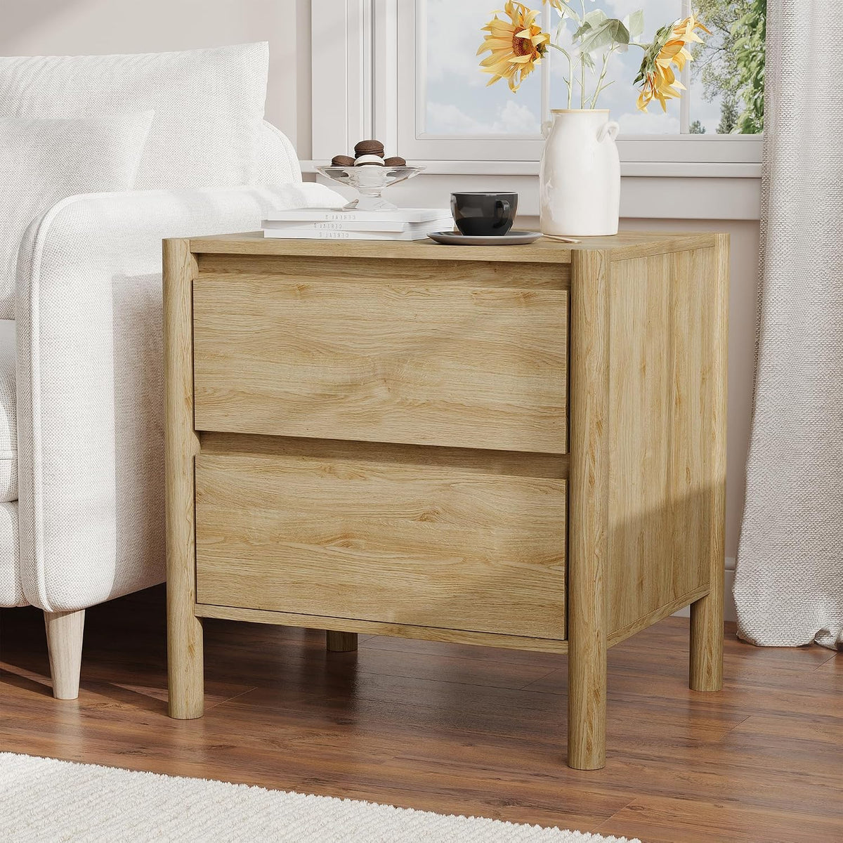 63in Oak 9 Drawer Dresser & 2 Nightstand Set, 3 Pcs Bedroom Furniture