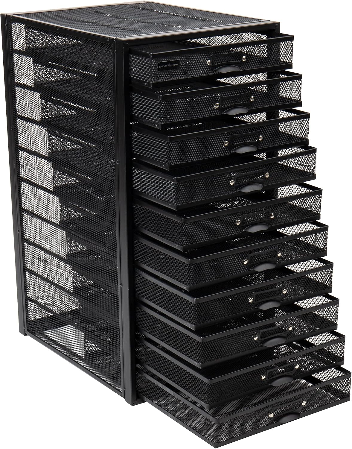 Mind Reader 10-Drawer Desk Organizer for Office Supplies, Crafts, Mail Sorting & More, Metal Mesh, Black