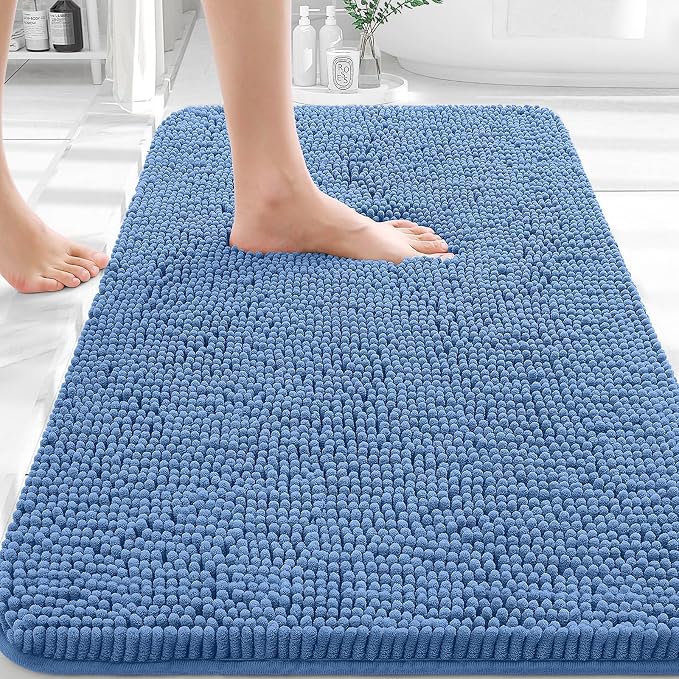 OLANLY Bathroom Rugs 32x20, Extra Soft Absorbent Chenille Bath Rugs, Rubber