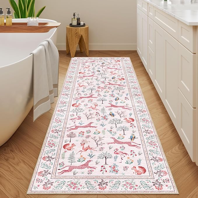 DUKINO 2.6x8 Rug for Hallway, Washable Kitchen Runner Rug