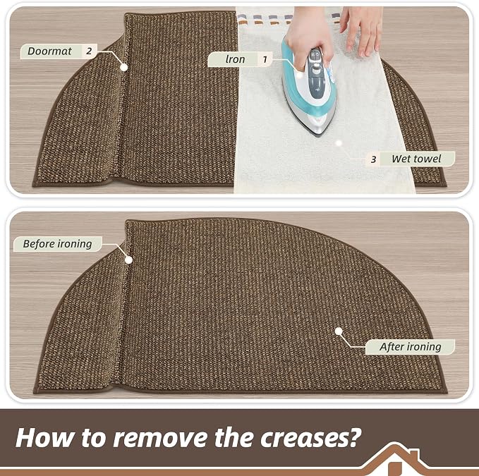 BEQHAUSE Dirt Trapper Door Mat 24" x 36" Half Circle Non-Slip Washable Doormats