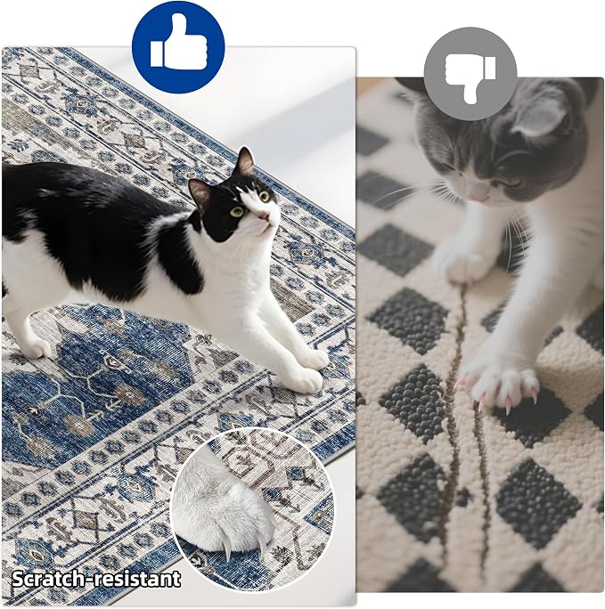 Washable 4-Piece Kitchen Floor Mats: Farmhouse Non-Slip Kitchen Sink Rug Easy
