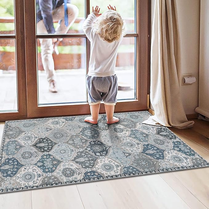 Lahome Moroccan Trellis Front Door Mat Indoor Entrance, 2x3 Rugs
