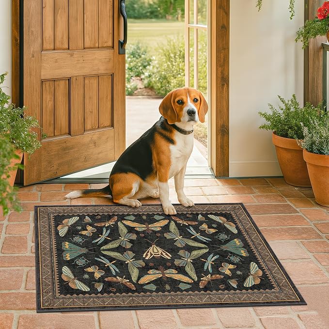 Small Black Entryway Runner Rug