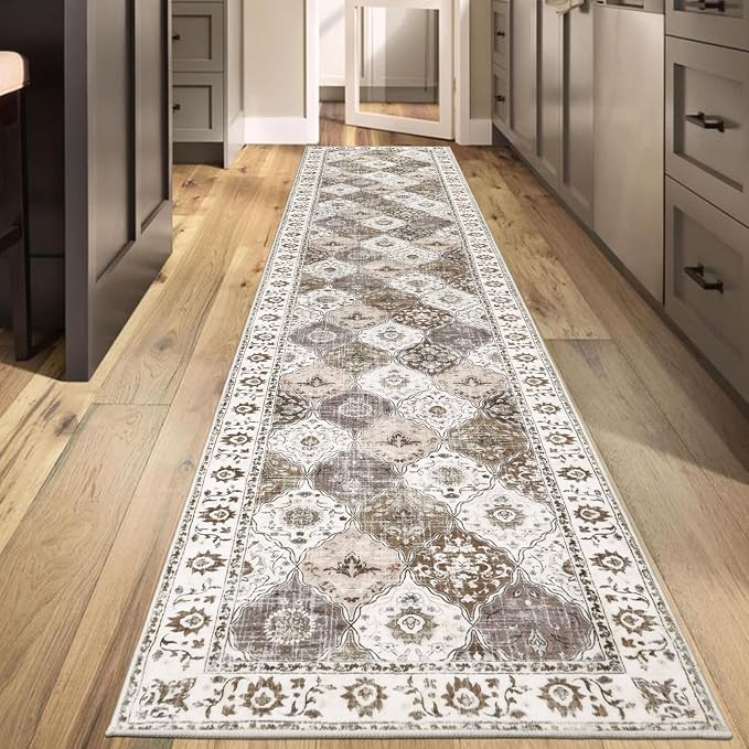 HEBE Hallway Runner Rug 2'x10' Washable Vintage Distressed Area Rugs Non Slip
