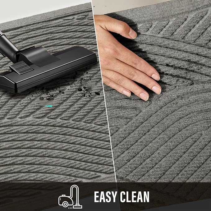 HIYARD Sturdy Front Door Mat, Absorbent Muddy Dirt Resist Welcome Door Mats