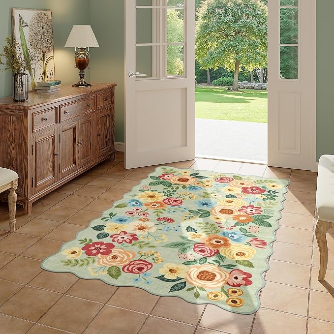 DUKINO 3x5 Area Rug, Floral Non-Slip Indoor Washable Rug