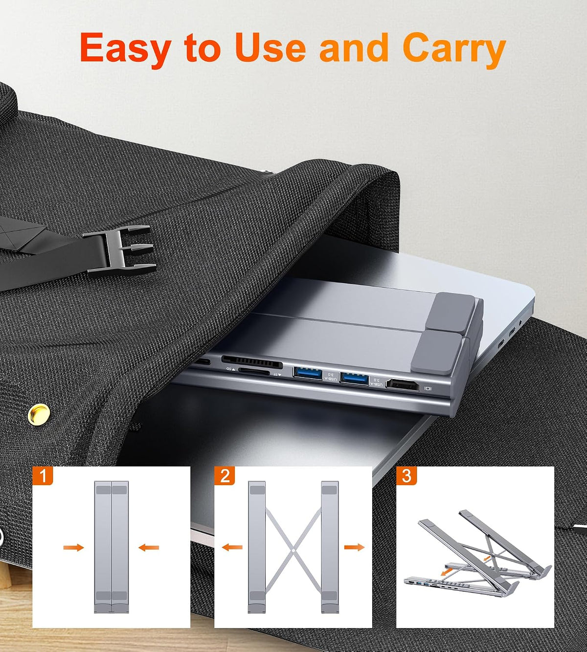 Mukiya USB C Laptop Docking Station Stand, 8 in 1 Hub 4K HDMI, Dock Stand